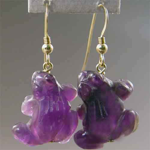 Amethyst Frog Earrings