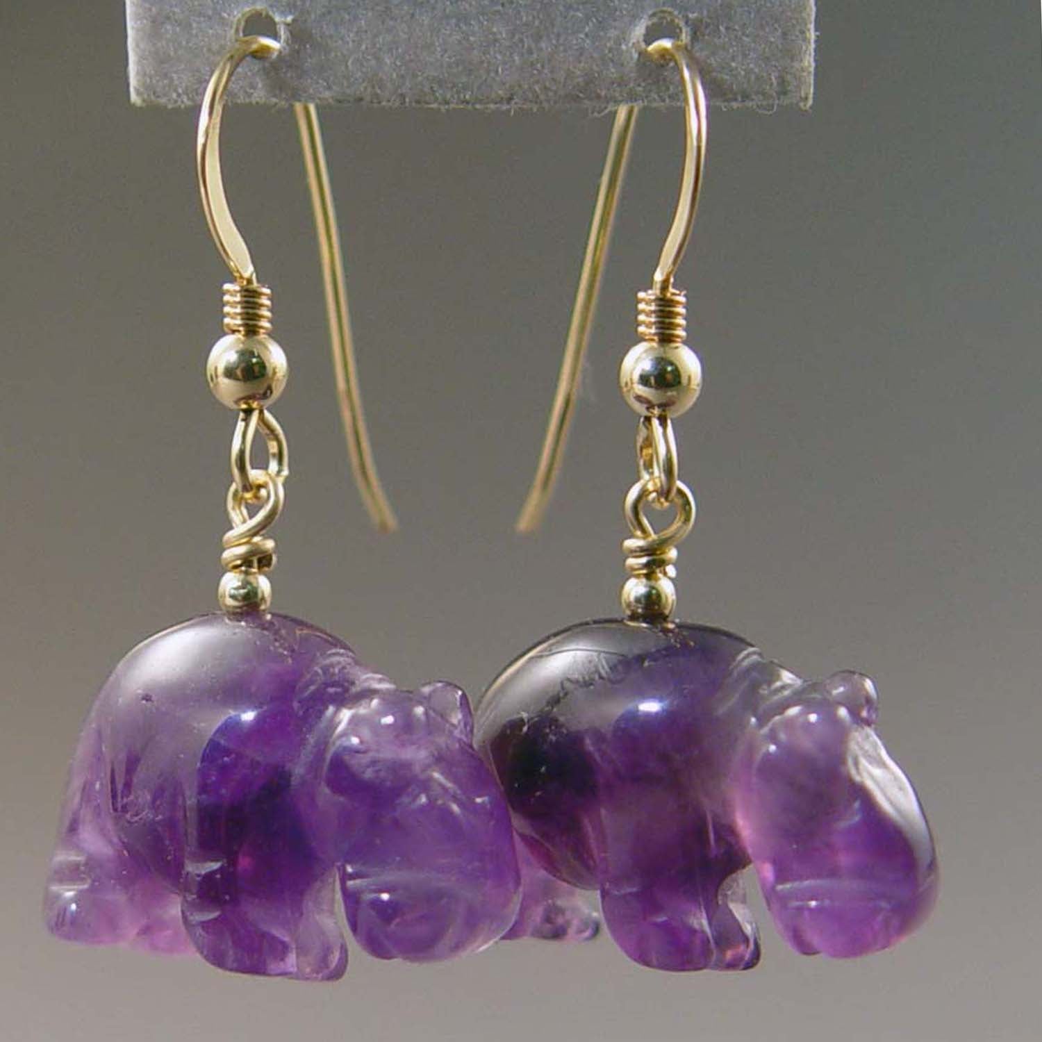 Amethyst Hippo Earrings