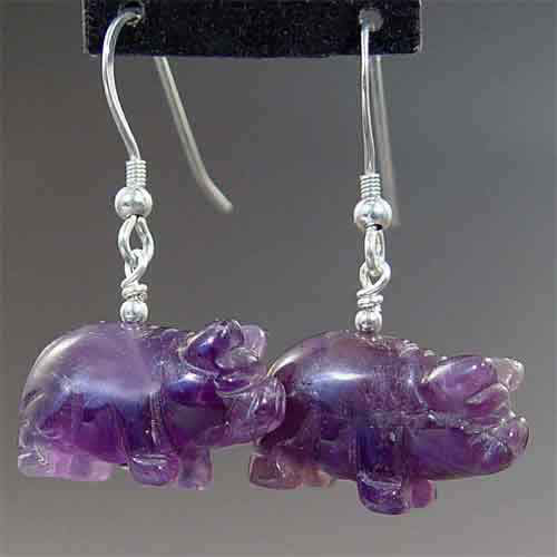 Amethyst Pig Earrings