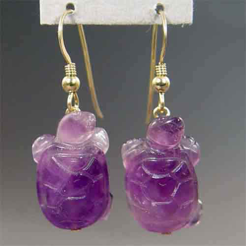 Amethyst Turtle Earrings