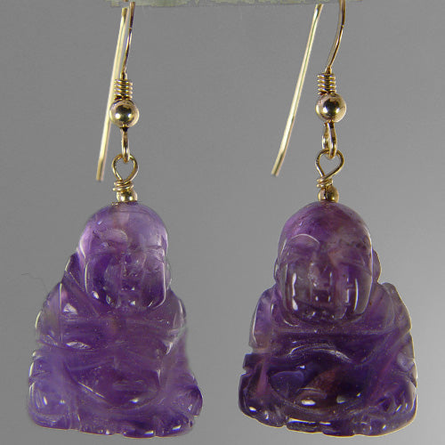 Amethyst Buddha Earrings