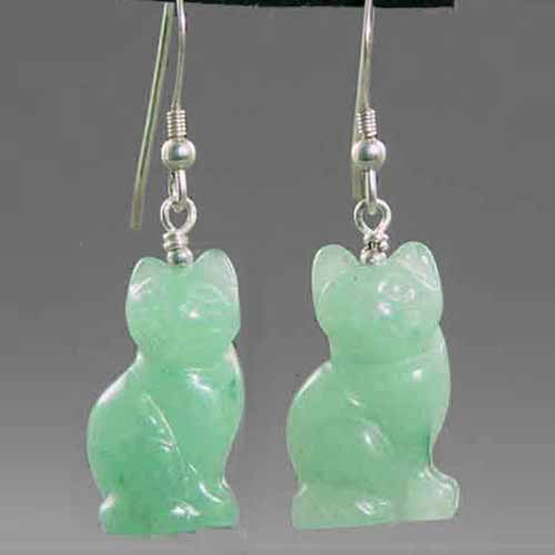 Aventurine Cat Earrings