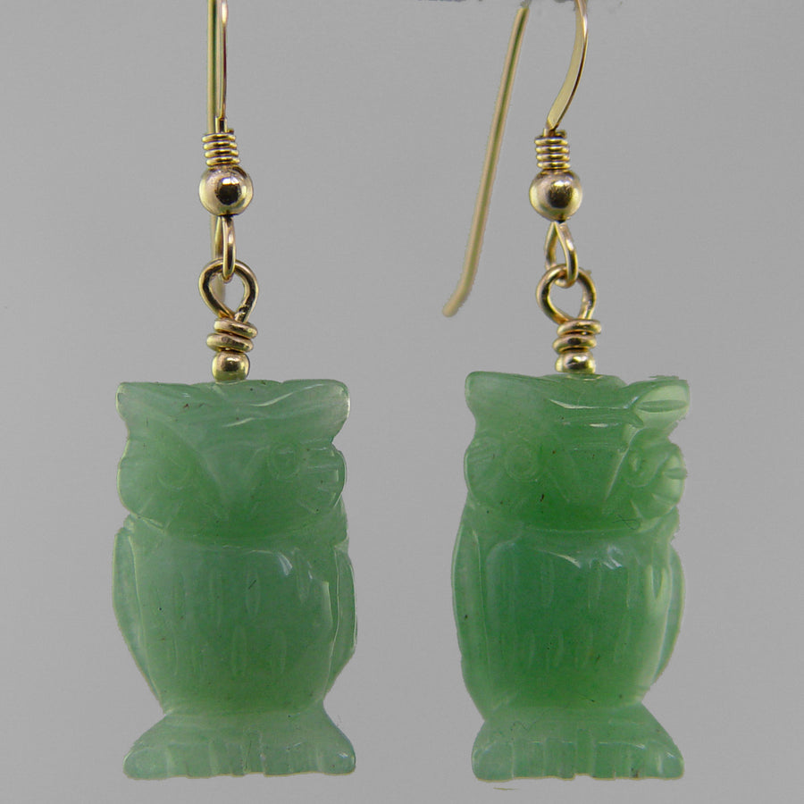 Aventurine Owl Earrings