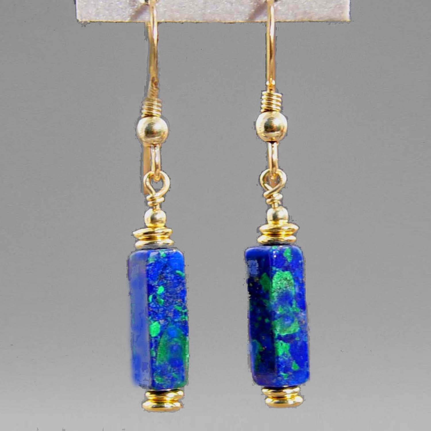 Azurite Malachite Rectangle Earrings