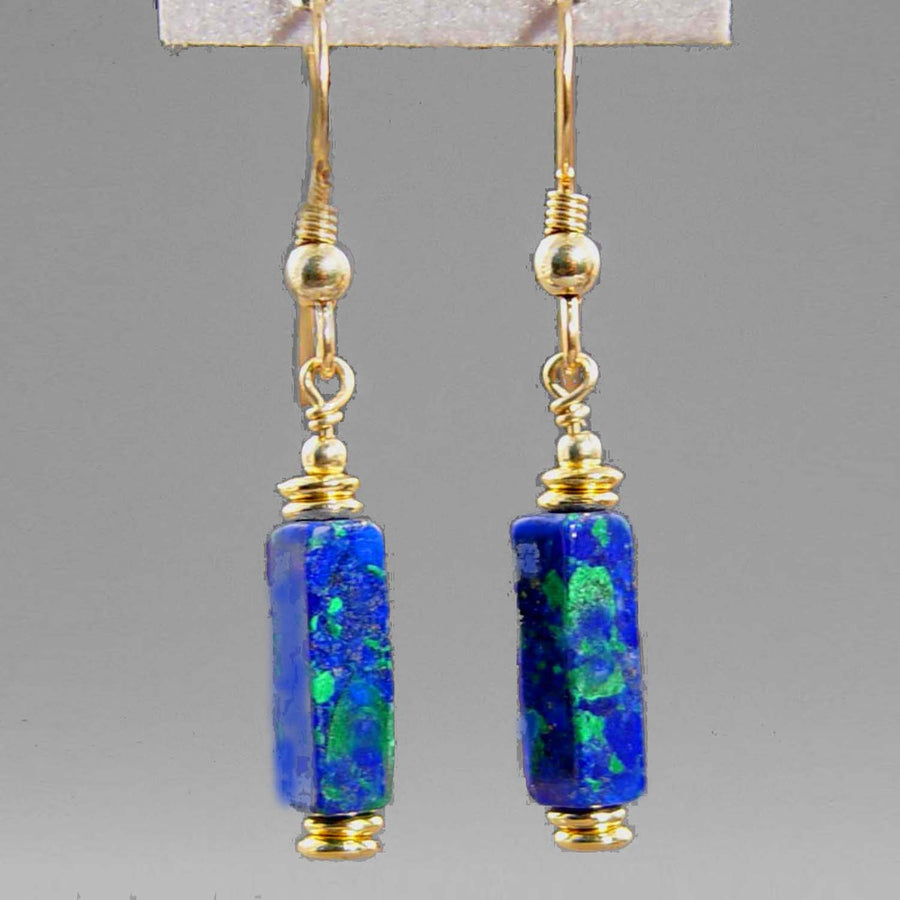 Azurite Malachite Rectangle Earrings
