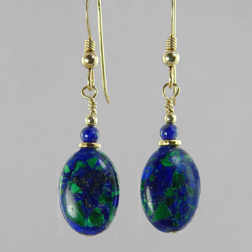 Azurite Malachite Oval Earrings