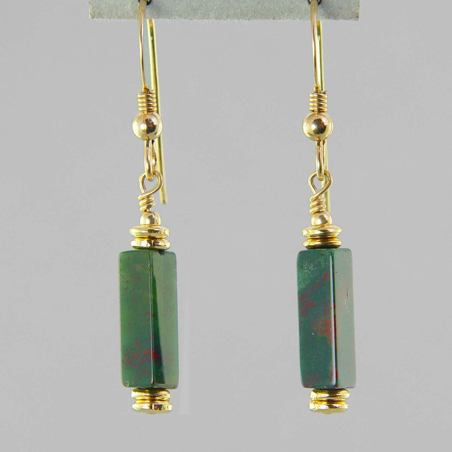 Bloodstone Rectangle Earrings