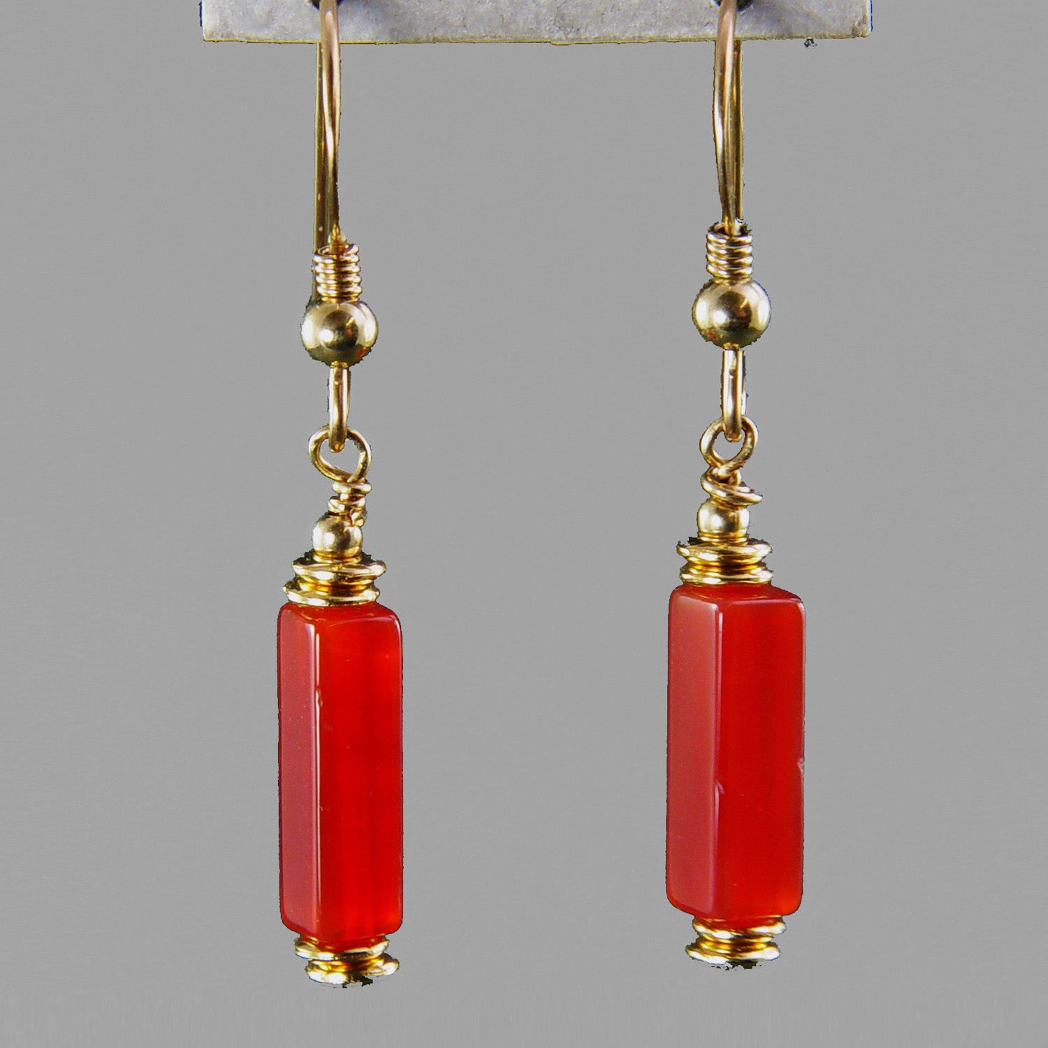 Carnelian Rectangle Earrings