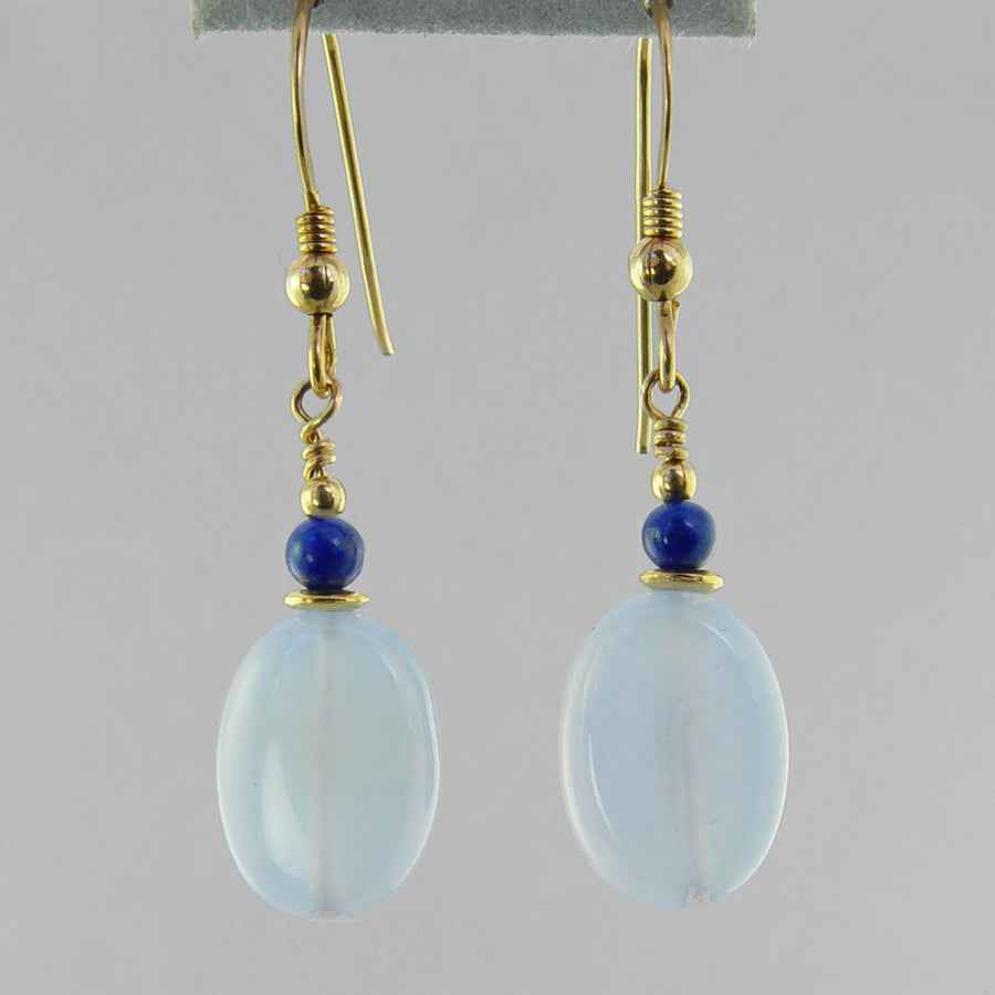 Blue Chalcedony Oval Earrings