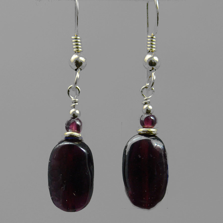 Garnet Oval Earrings