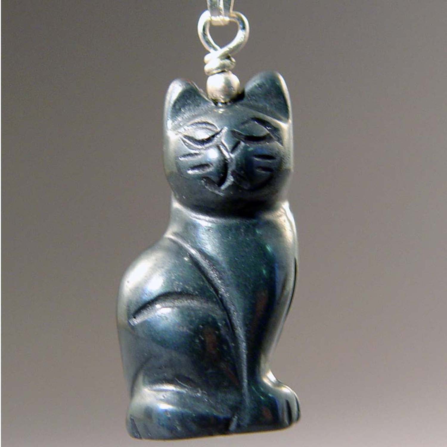 Hematite Cat Pendant
