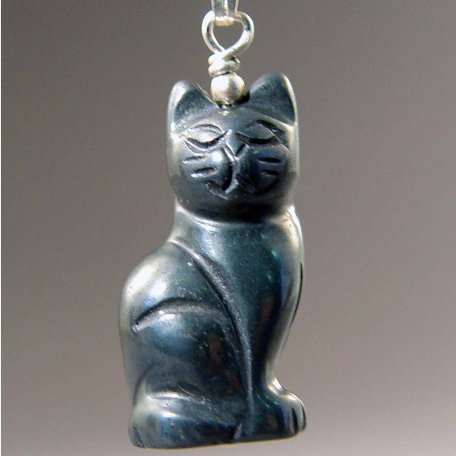 Hematite Cat Pendant