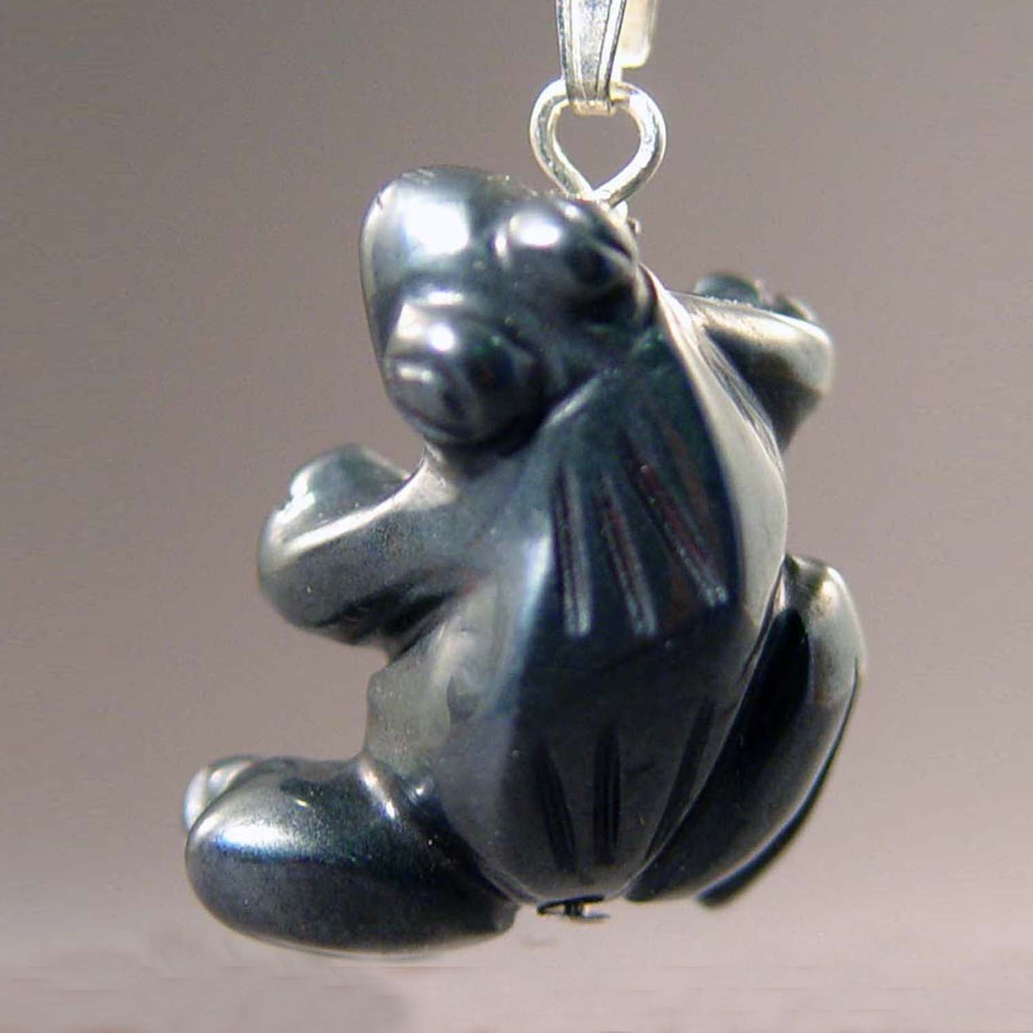 Hematite Frog Pendant