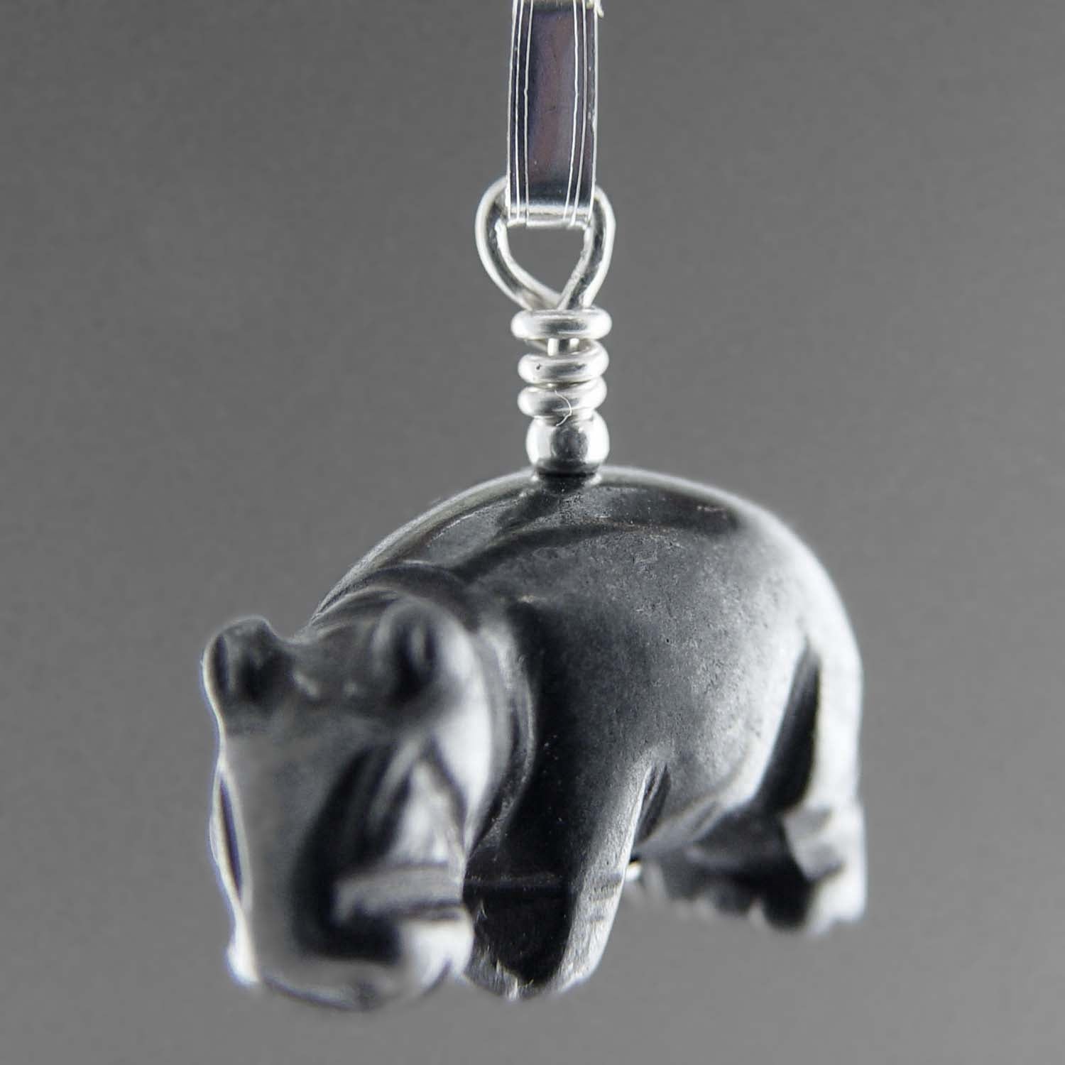 Hematite Hippo Pendant