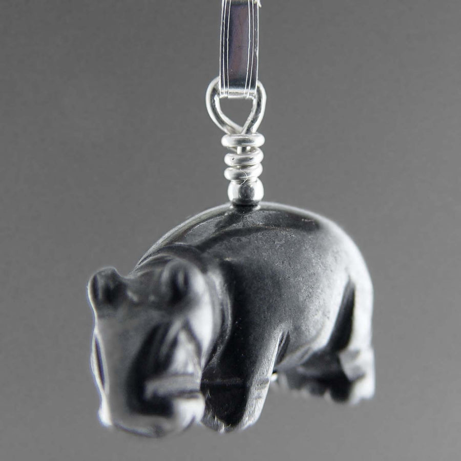 Hematite Hippo Pendant