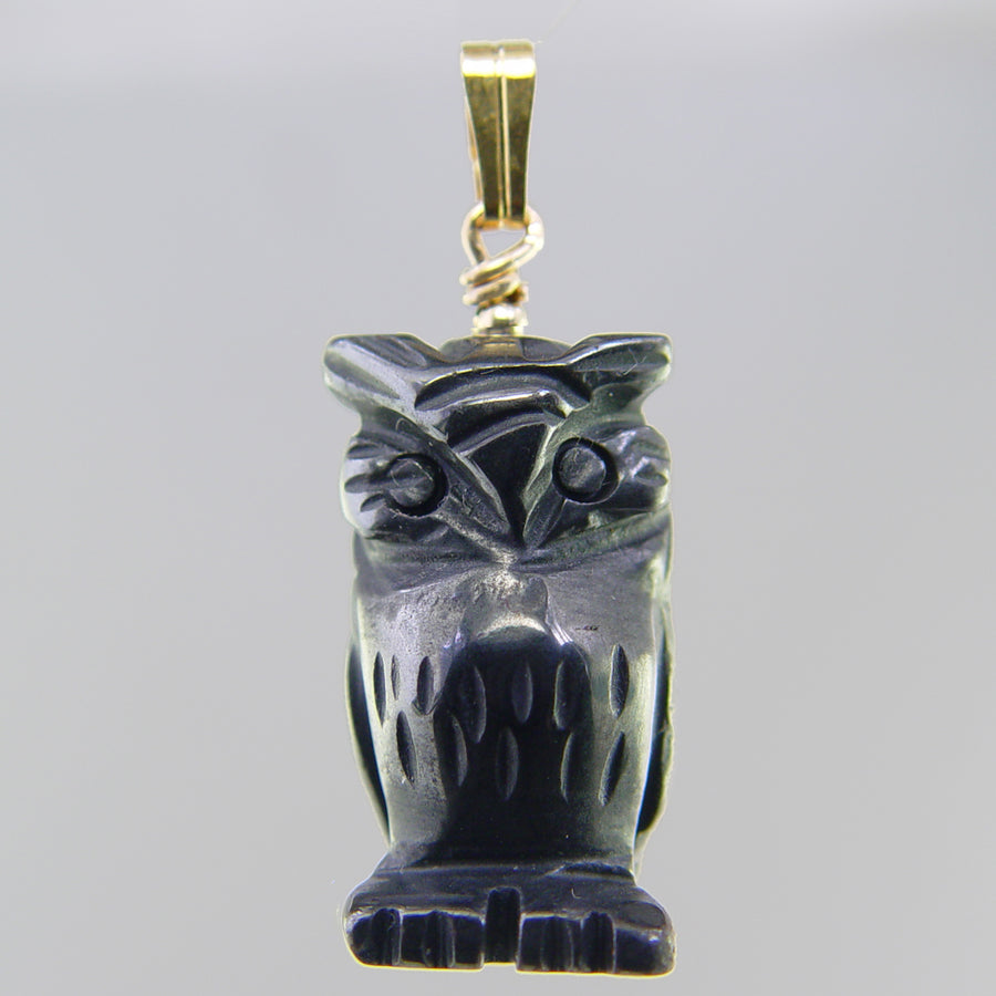 Hematite Owl Pendant