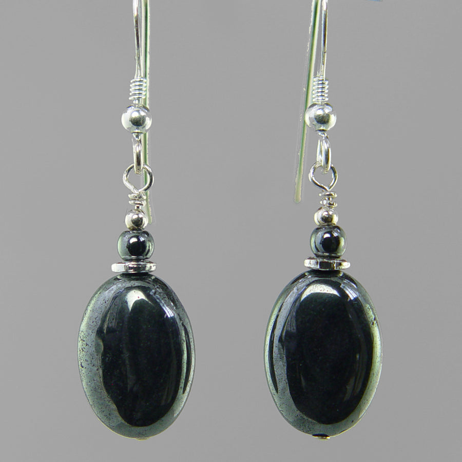 Hematite Oval Earrings