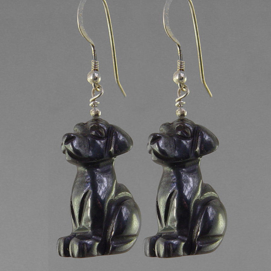 Hematite Dog Earrings