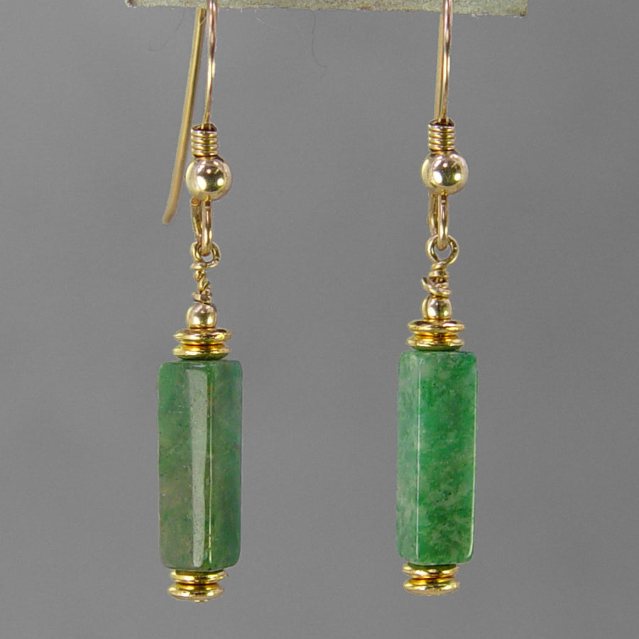 Green Jasper Rectangle Earrings