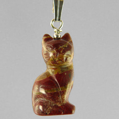 Poppy Jasper Cat Pendant