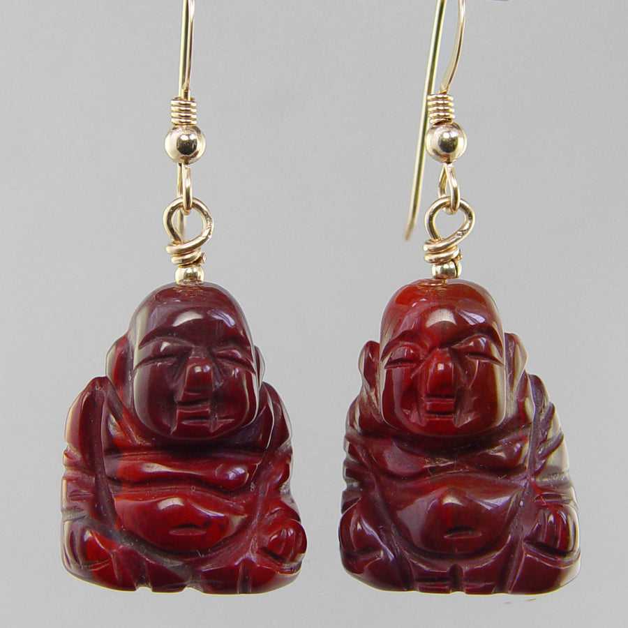 Poppy Jasper Buddha Earrings