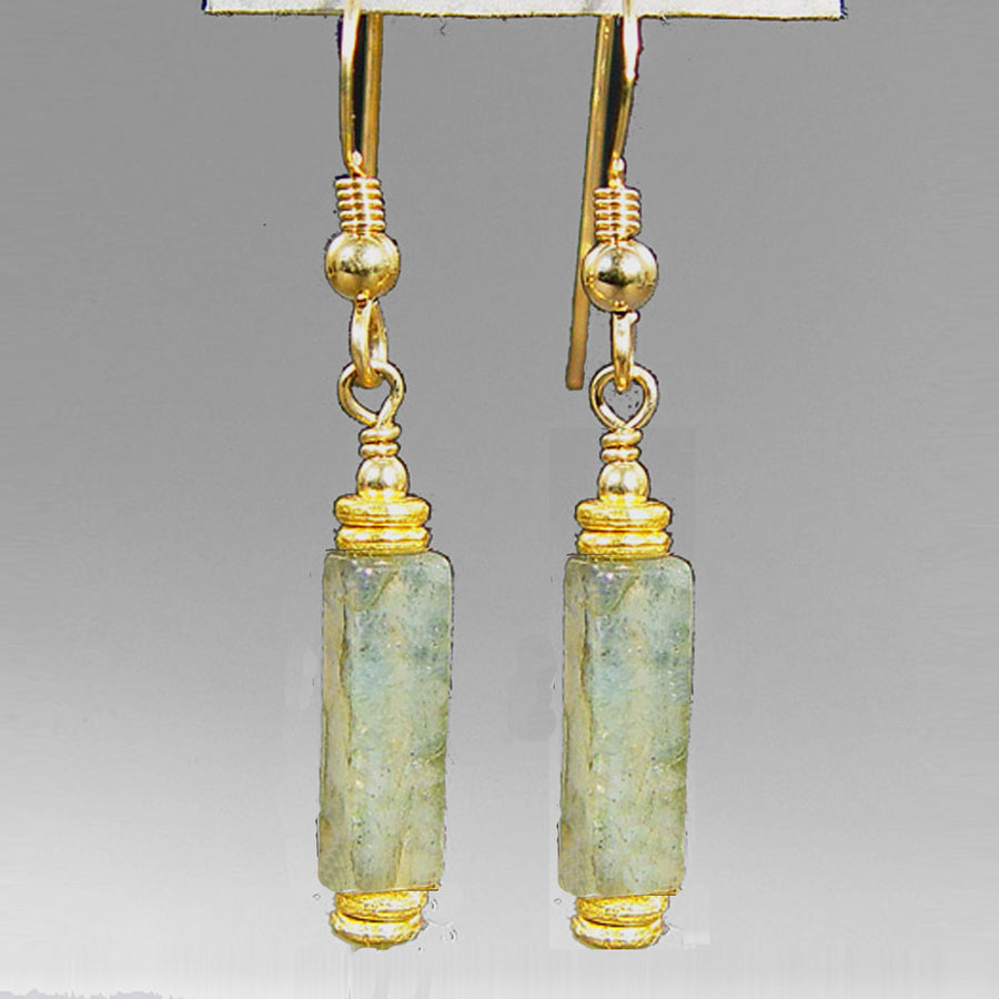 Labradorite Rectangle Earrings