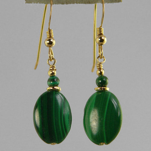 Malachite Oval Earrings