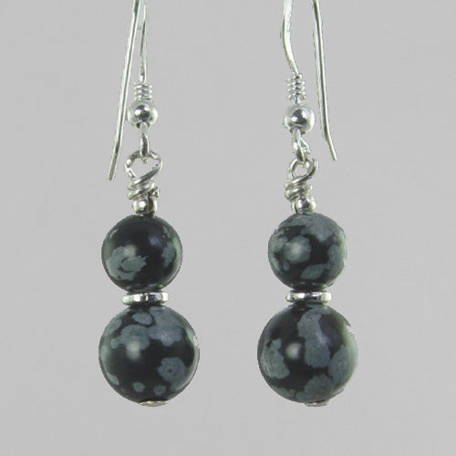 Snowflake Obsidian Classic Drop Earrings