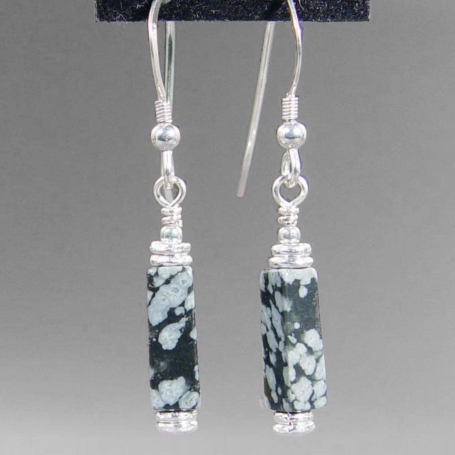 Snowflake Obsidian Rectangle Earrings