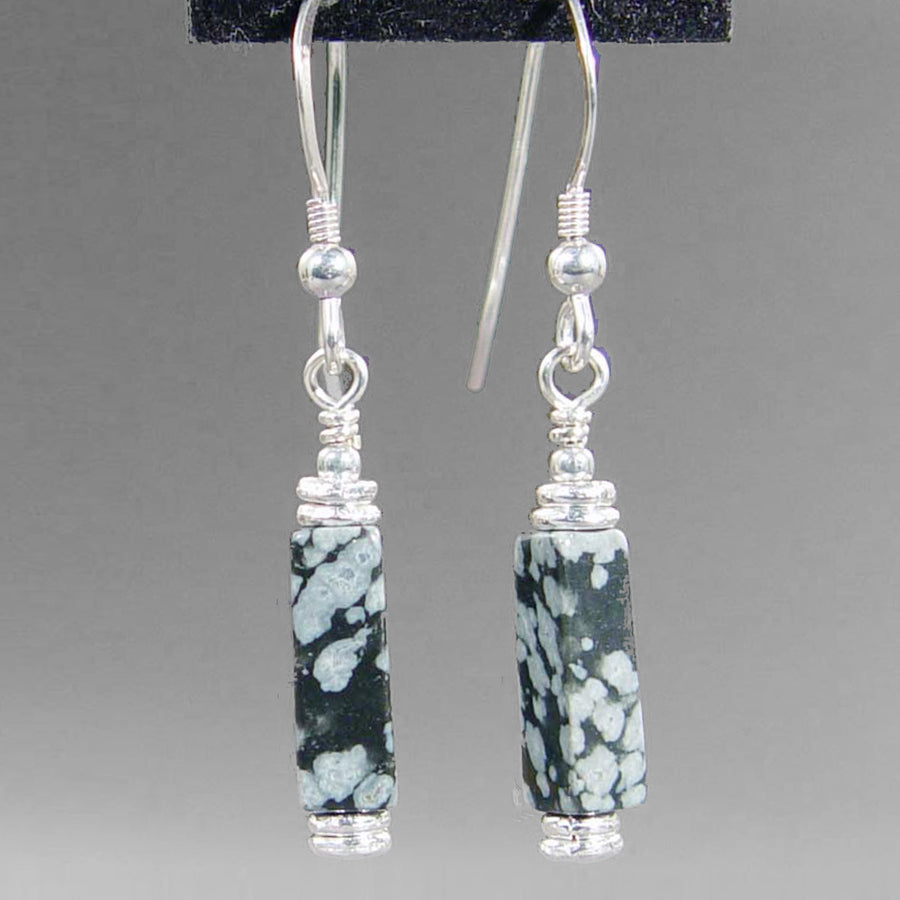 Snowflake Obsidian Rectangle Earrings