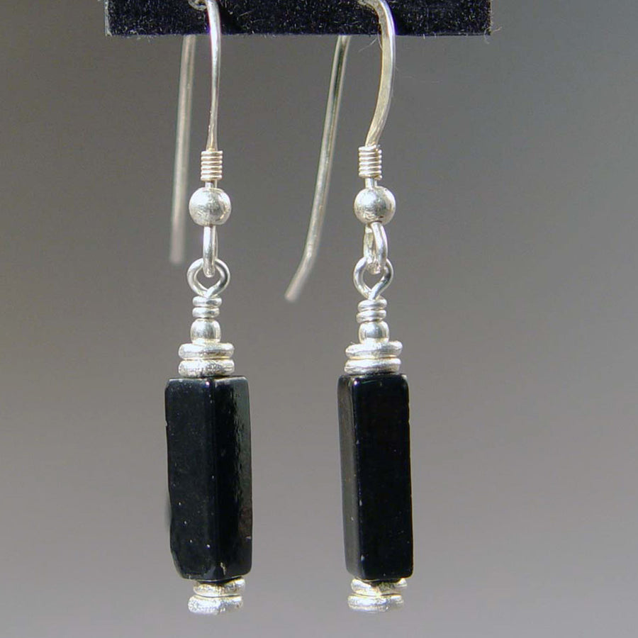 Black Onyx Rectangle Earrings
