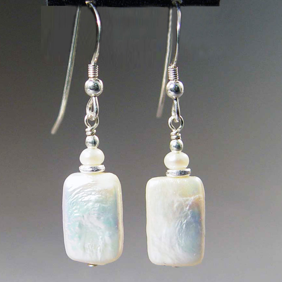 Pearl Rectangle Earrings