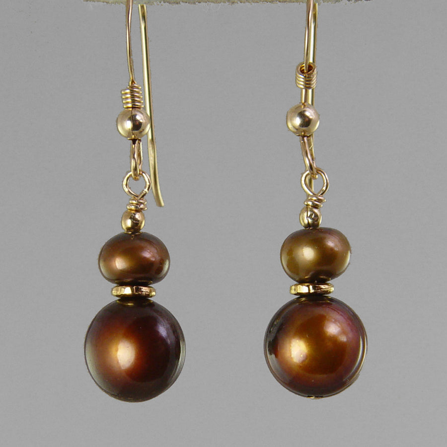 Copper Pearl Classic Drop Earrings