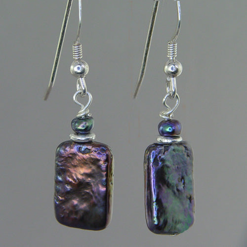 Iridescent Pearl Rectangle Earrings