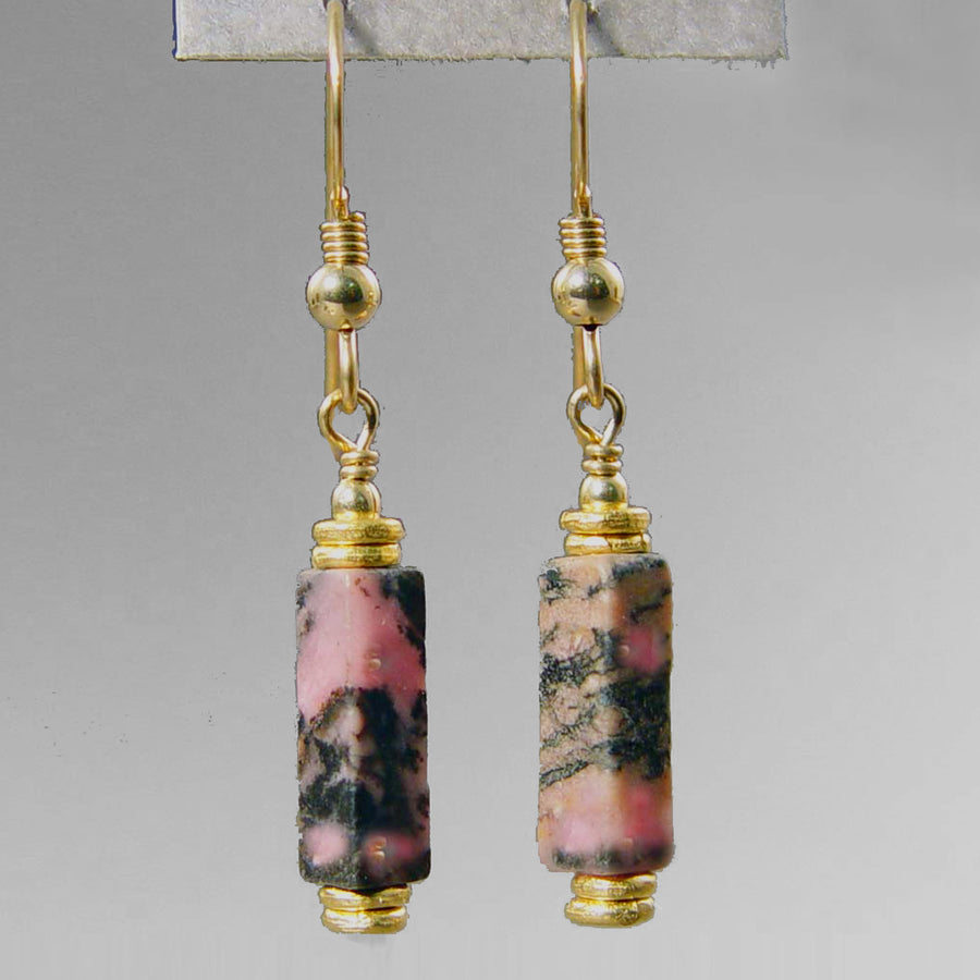 Rhodonite Rectangle Earrings