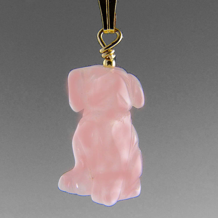 Rose Quartz Dog Pendant