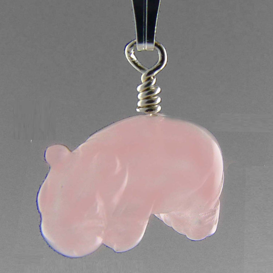 Rose Quartz Hippo Pendant