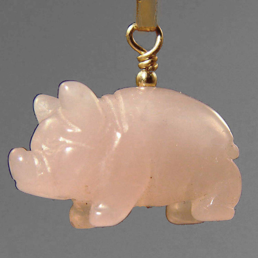 Rose Quartz Pig Pendant