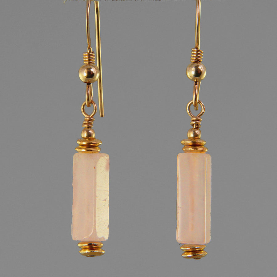 Rose Quartz Rectangle Earrings