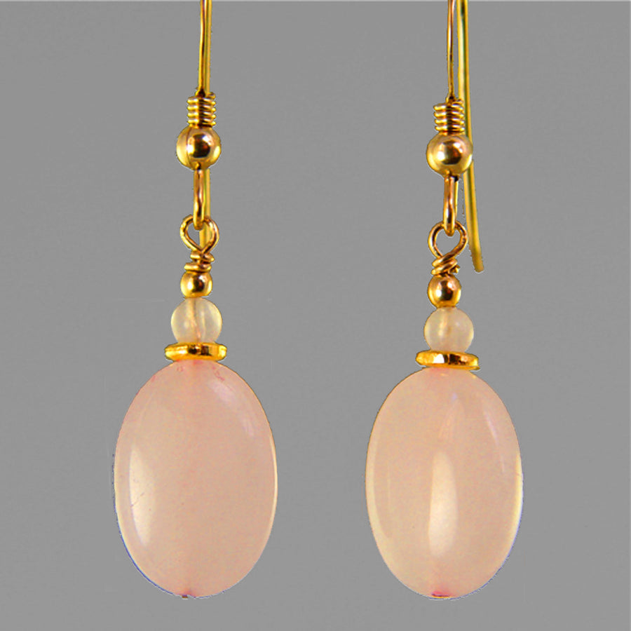 Rose Quartz Oval Earrings