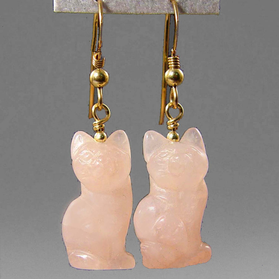 Rose Quartz Cat Earrings