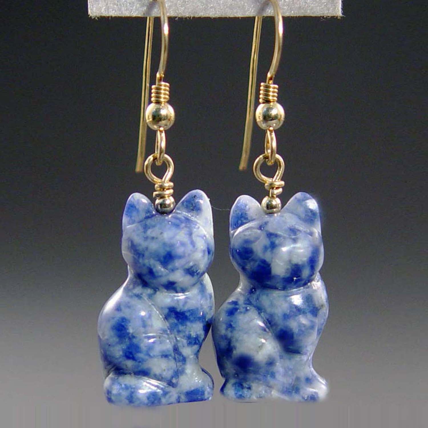 Sodalite Cat Earrings