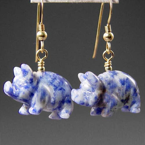 Sodalite Pig Earrings