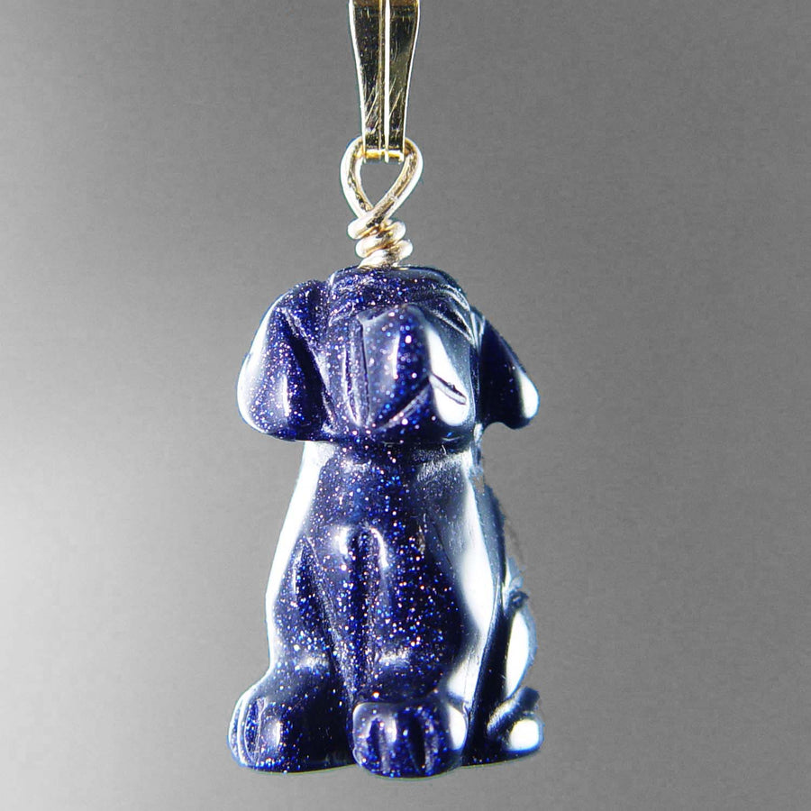 Blue Goldstone Dog Pendant