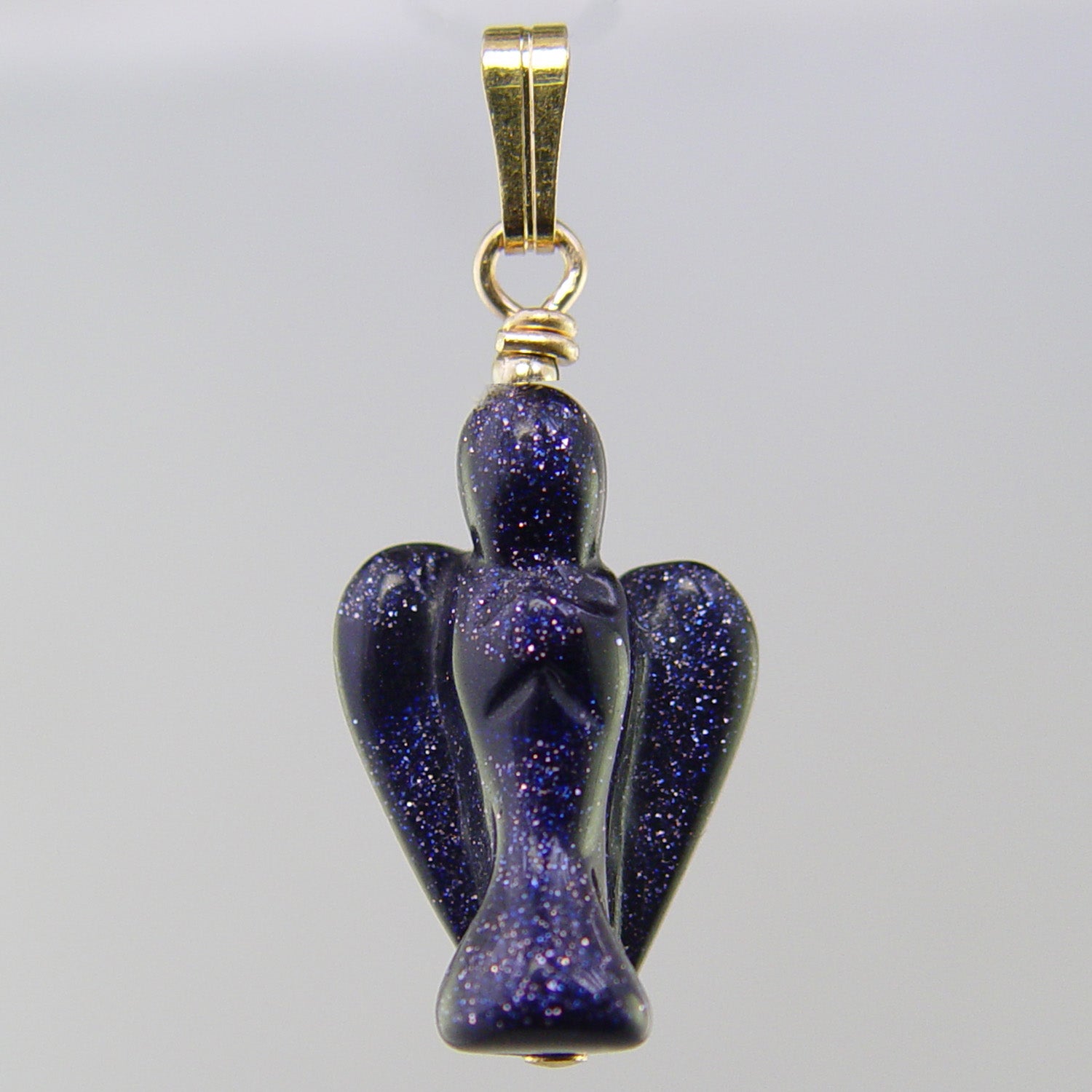 Blue Goldstone Angel Pendant