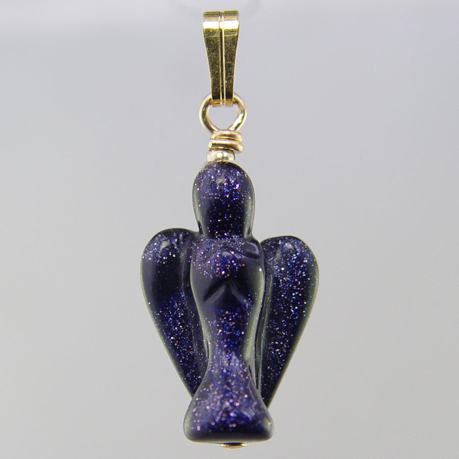Blue Goldstone Angel Pendant