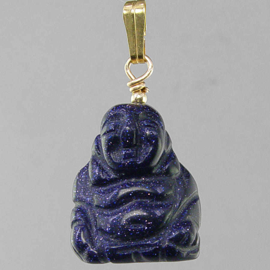 Blue Goldstone Buddha Pendant