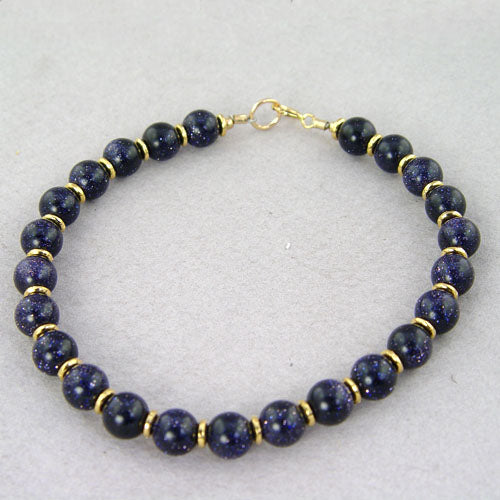 Blue Goldstone Classic Round Bracelet