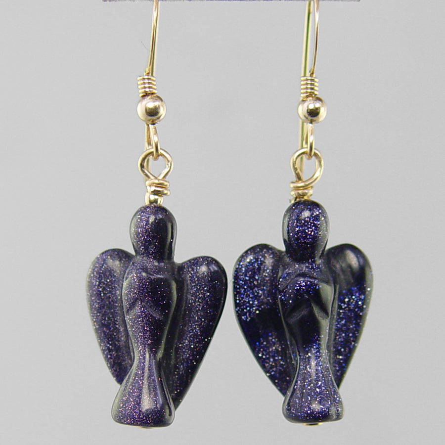 Blue Goldstone Angel Earrings