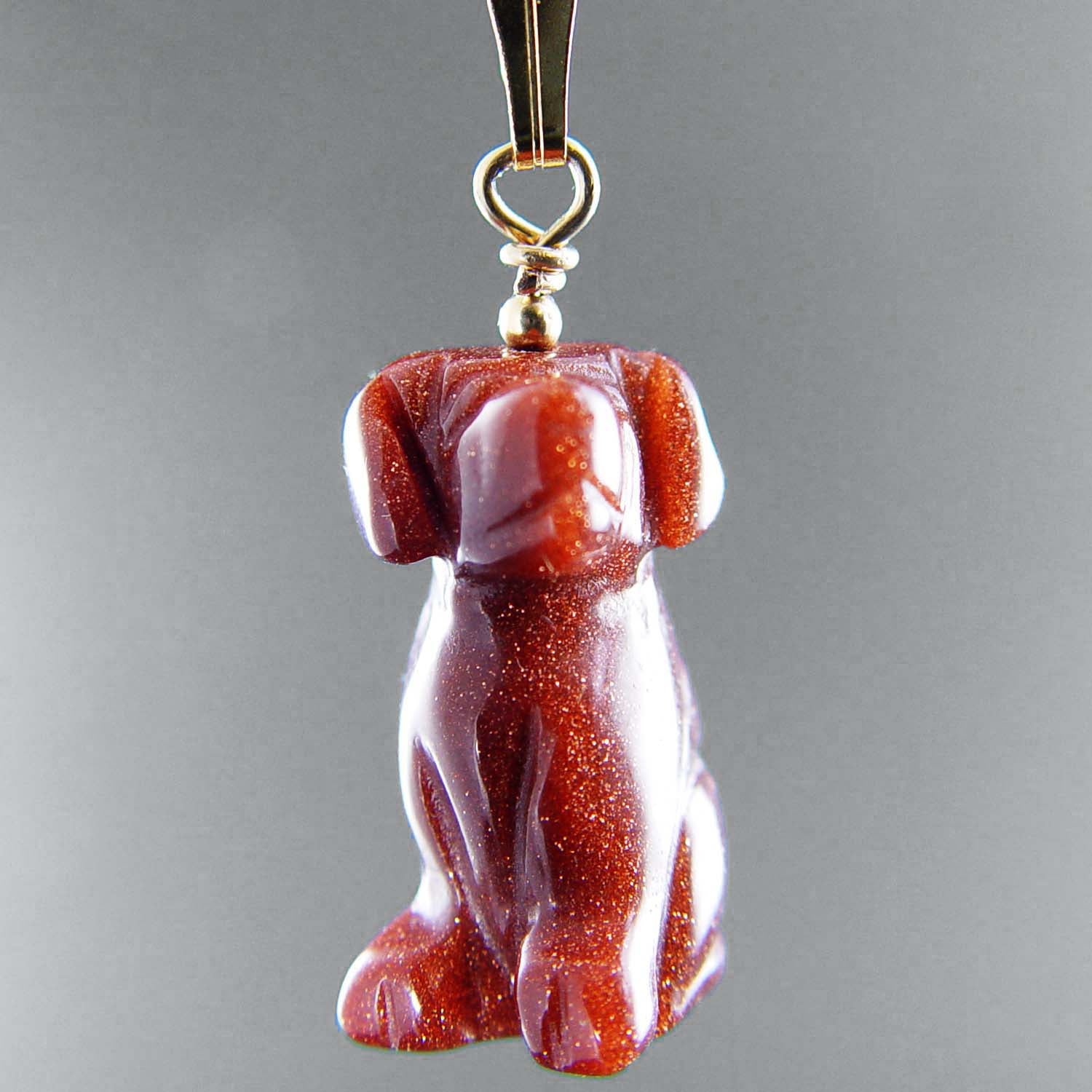 Goldstone Dog Pendant